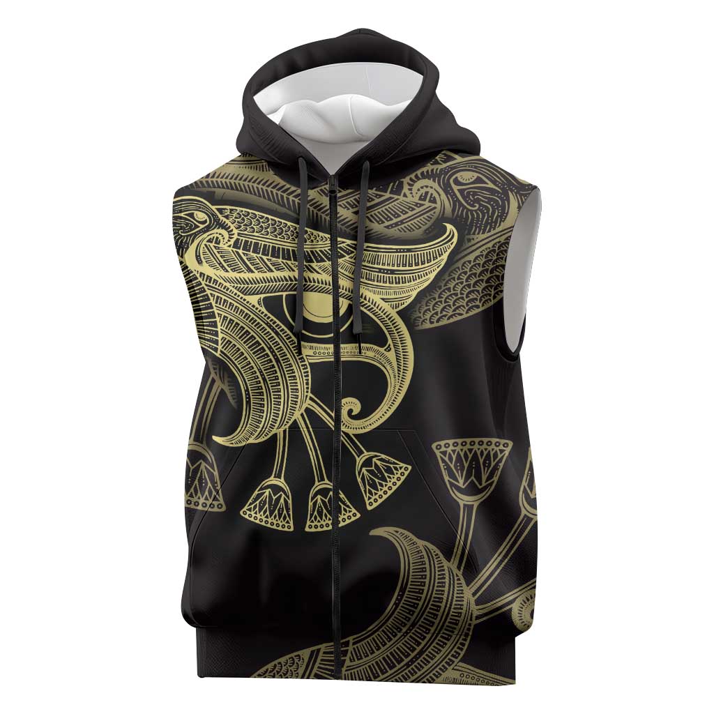 Afro Egypt Sleeveless Zip Hoodie Horus Eyes Egyptian God - African Pride
