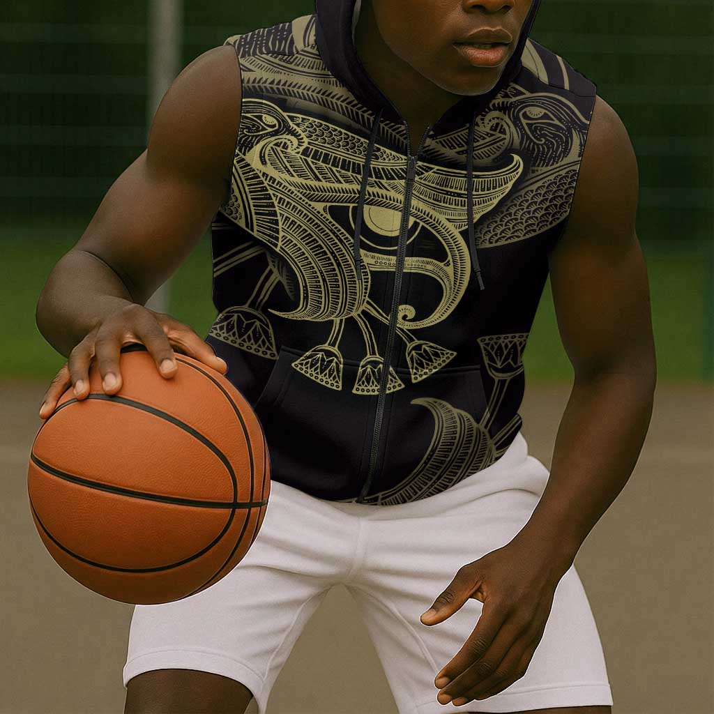 Afro Egypt Sleeveless Zip Hoodie Horus Eyes Egyptian God - African Pride
