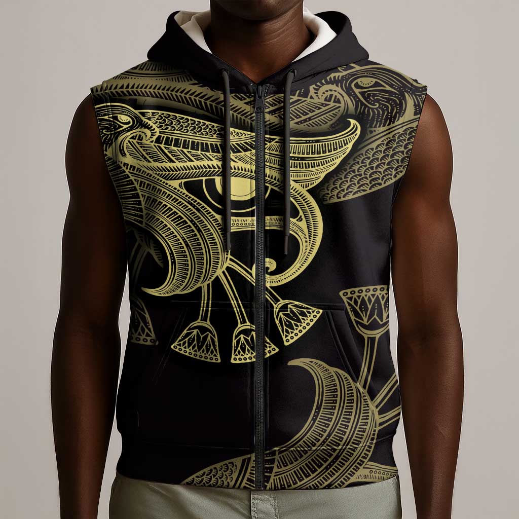 Afro Egypt Sleeveless Zip Hoodie Horus Eyes Egyptian God - African Pride