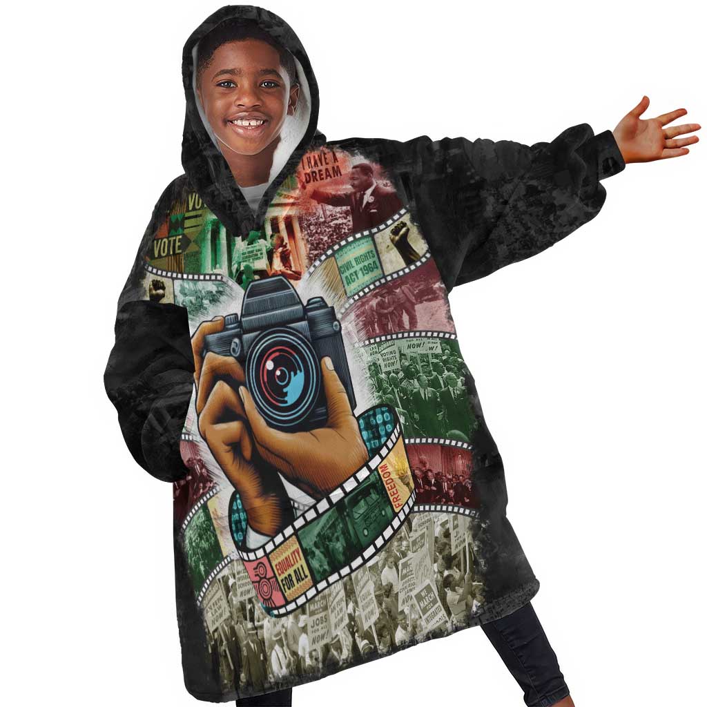 African American Civil Rights Leaders Kid Wearable Blanket Hoodie Heritage in Frames Photography