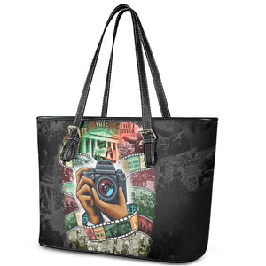 African American Civil Rights Leaders Leather Tote Bag Heritage in Frames Photography