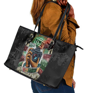 African American Civil Rights Leaders Leather Tote Bag Heritage in Frames Photography