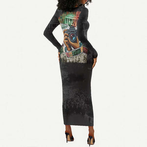 African American Civil Rights Leaders Long Sleeve Bodycon Dress Heritage in Frames Photography DT03