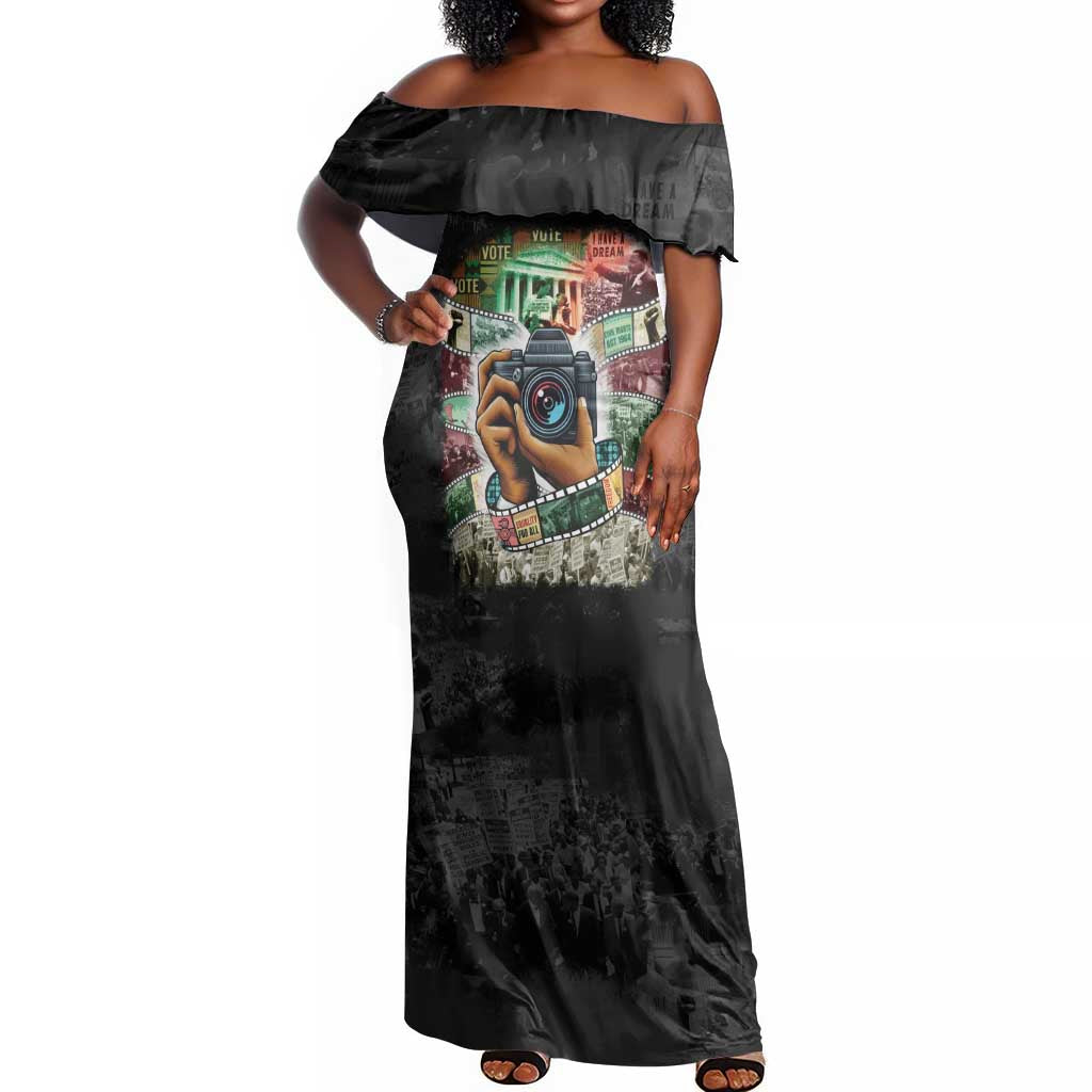 African American Civil Rights Leaders Off Shoulder Maxi Dress Heritage in Frames Photography