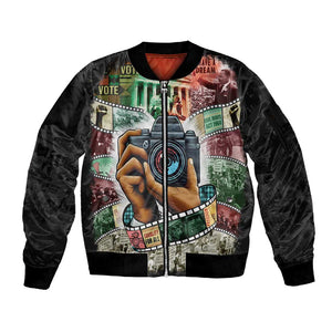 African American Civil Rights Leaders Sleeve Zip Bomber Jacket Heritage in Frames Photography