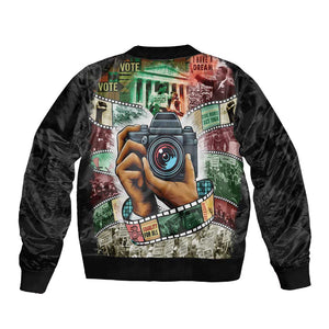 African American Civil Rights Leaders Sleeve Zip Bomber Jacket Heritage in Frames Photography