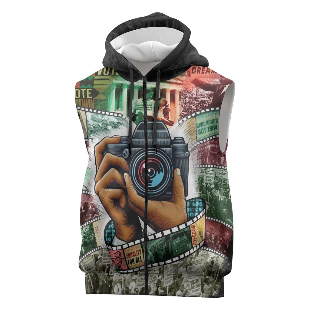 African American Civil Rights Leaders Sleeveless Zip Hoodie Heritage in Frames Photography - African Pride