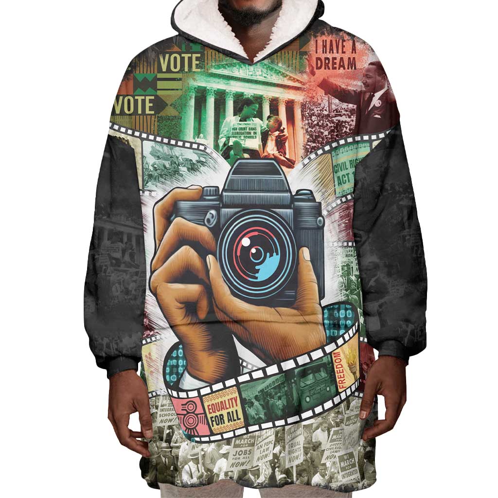 African American Civil Rights Leaders Wearable Blanket Hoodie Heritage in Frames Photography