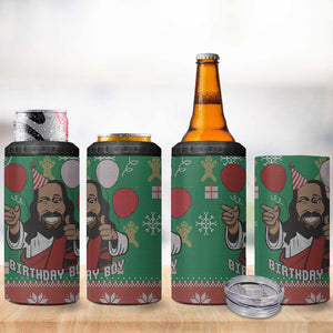 African Birthday Boy Jesus 4 in 1 Can Cooler Tumbler Afro Christmas