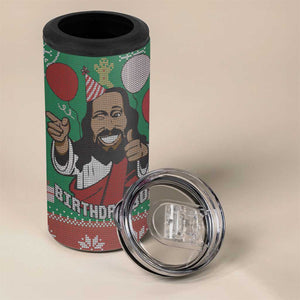 African Birthday Boy Jesus 4 in 1 Can Cooler Tumbler Afro Christmas