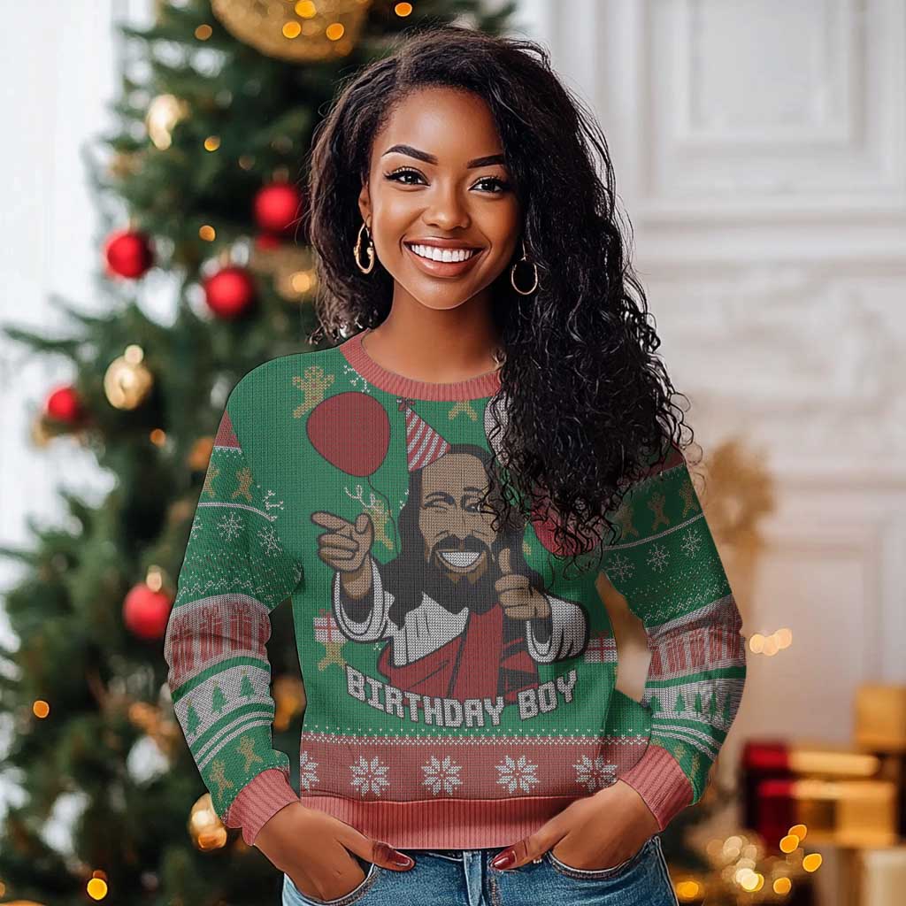 African Birthday Boy Jesus Ugly Christmas Sweater Afro Christmas