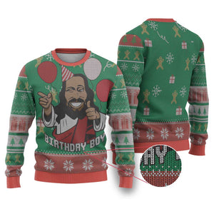 African Birthday Boy Jesus Ugly Christmas Sweater Afro Christmas