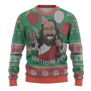 African Birthday Boy Jesus Ugly Christmas Sweater Afro Christmas