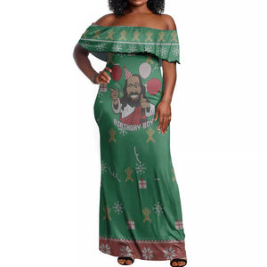 African Birthday Boy Jesus Off Shoulder Maxi Dress Afro Christmas