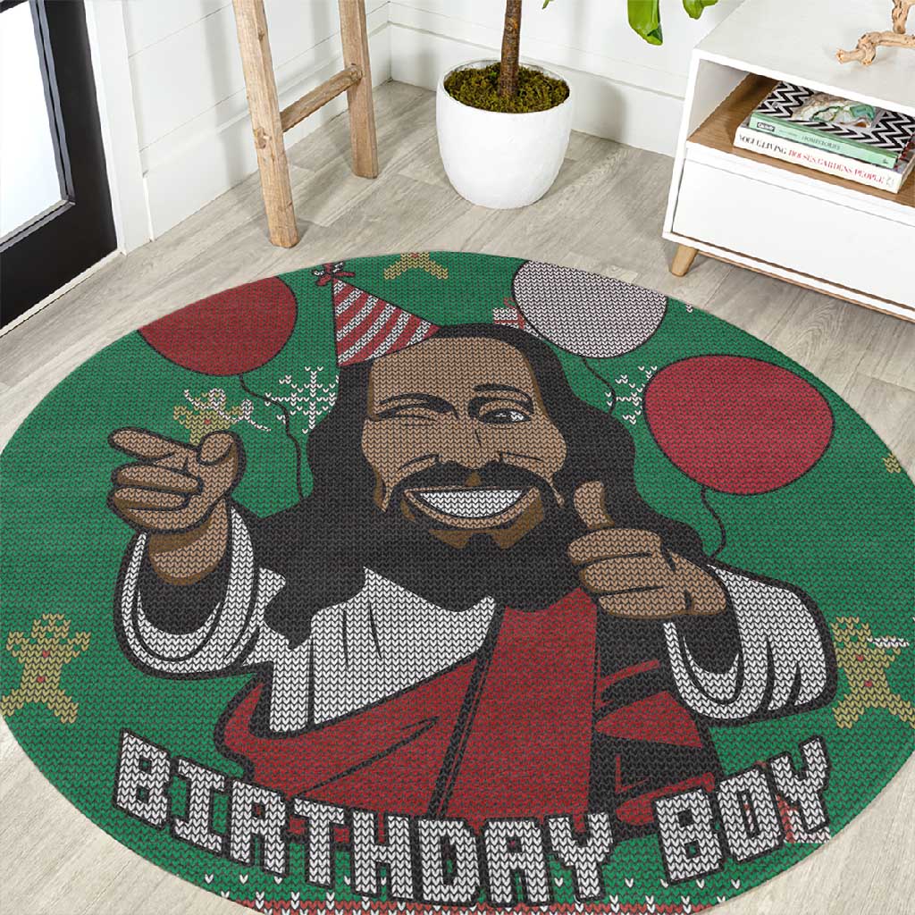 African Birthday Boy Jesus Round Carpet Afro Christmas