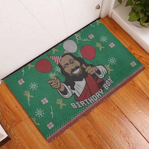 African Birthday Boy Jesus Rubber Doormat Afro Christmas