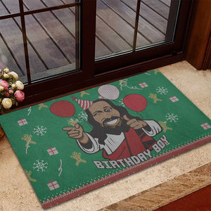 African Birthday Boy Jesus Rubber Doormat Afro Christmas