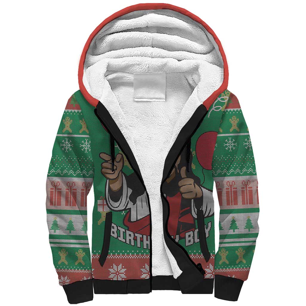 African Birthday Boy Jesus Sherpa Hoodie Afro Christmas