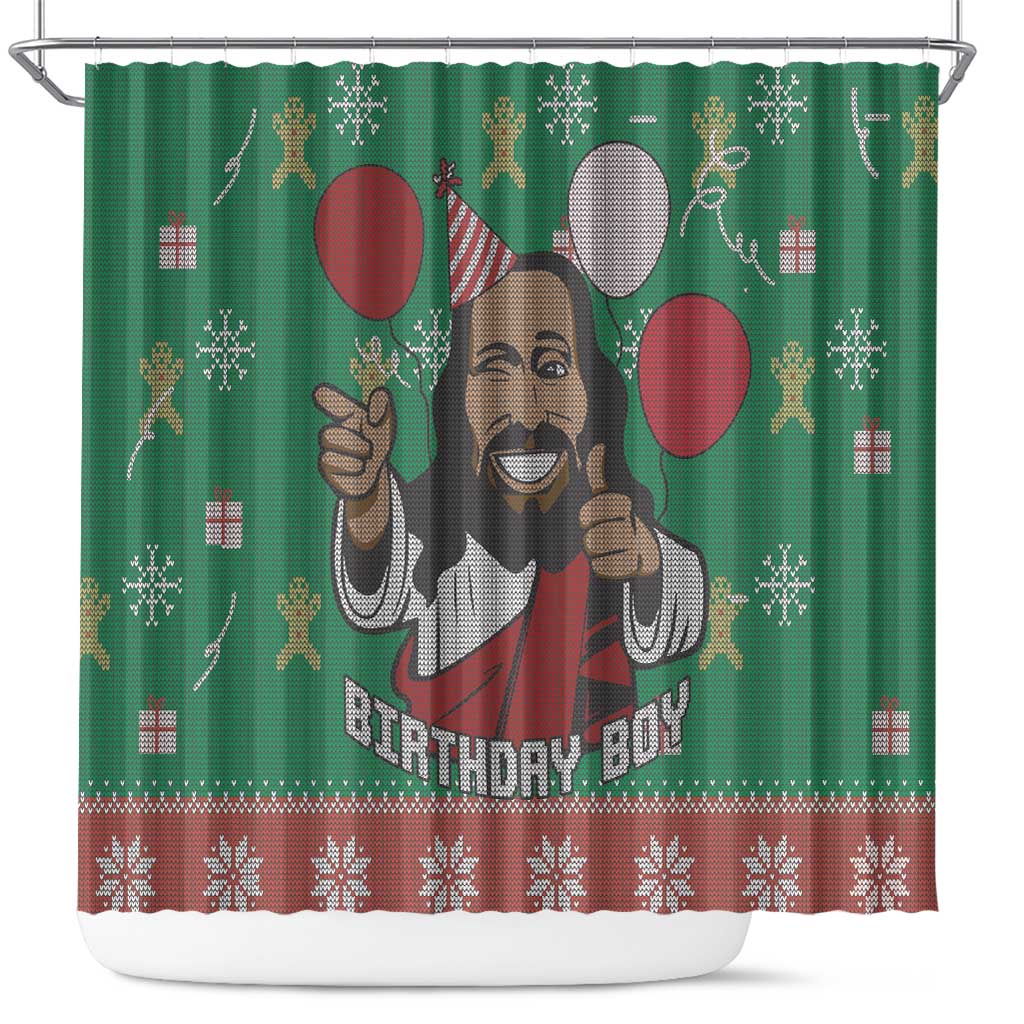 African Birthday Boy Jesus Shower Curtain Afro Christmas