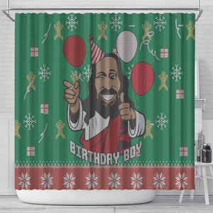 African Birthday Boy Jesus Shower Curtain Afro Christmas