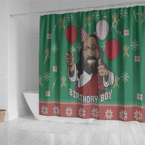 African Birthday Boy Jesus Shower Curtain Afro Christmas