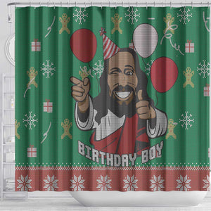 African Birthday Boy Jesus Shower Curtain Afro Christmas