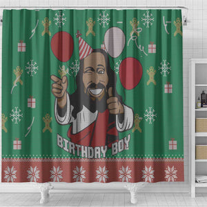 African Birthday Boy Jesus Shower Curtain Afro Christmas