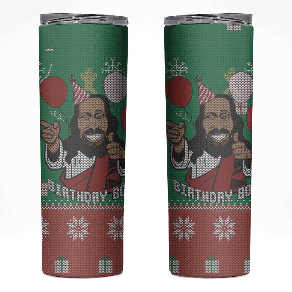 African Birthday Boy Jesus Skinny Tumbler Afro Christmas