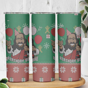 African Birthday Boy Jesus Skinny Tumbler Afro Christmas