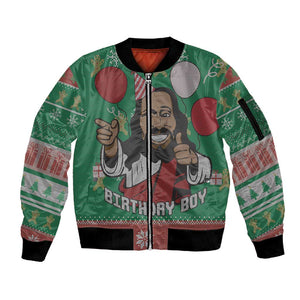 African Birthday Boy Jesus Sleeve Zip Bomber Jacket Afro Christmas