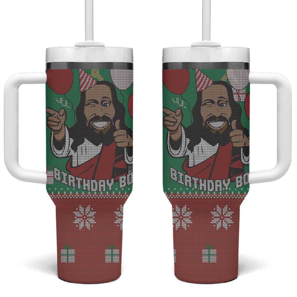 African Birthday Boy Jesus Tumbler With Handle Afro Christmas