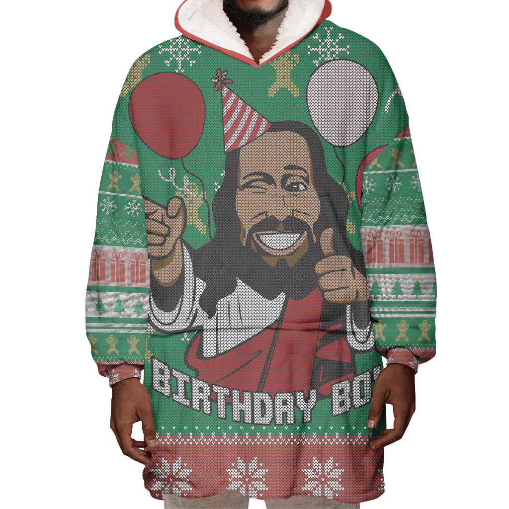 African Birthday Boy Jesus Wearable Blanket Hoodie Afro Christmas