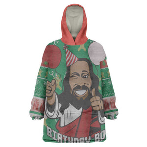 African Birthday Boy Jesus Wearable Blanket Hoodie Afro Christmas