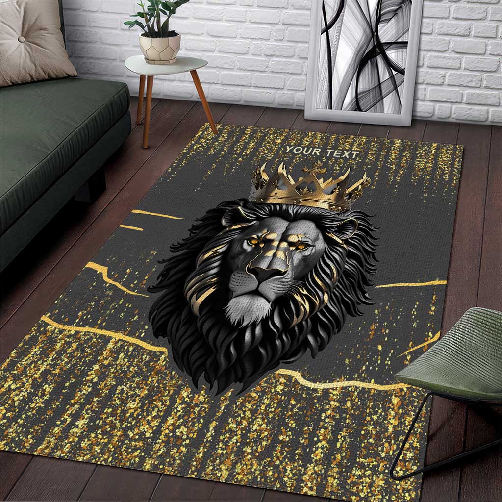 Personalized Black and Gold Lion Africa Area Rug