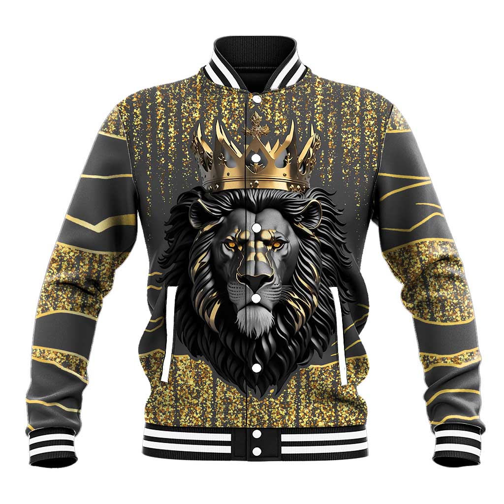 Personalized Black and Gold Lion Africa Baseball Jacket DT03