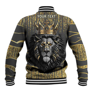 Personalized Black and Gold Lion Africa Baseball Jacket DT03