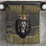 Personalized Black and Gold Lion Africa Bedding Set
