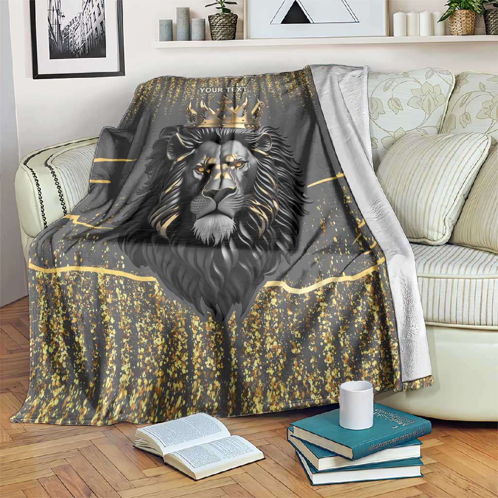 Personalized Black and Gold Lion Africa Blanket