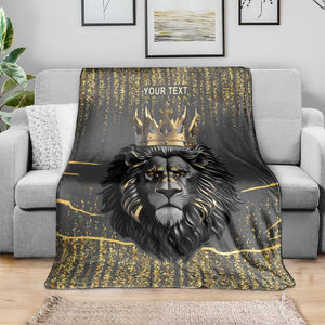 Personalized Black and Gold Lion Africa Blanket