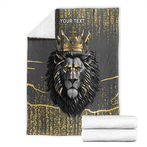 Personalized Black and Gold Lion Africa Blanket