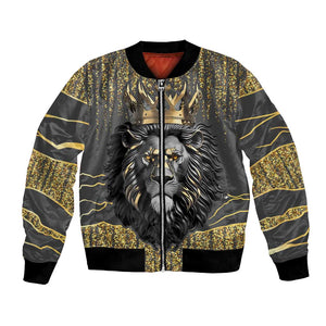 Personalized Black and Gold Lion Africa Bomber Jacket