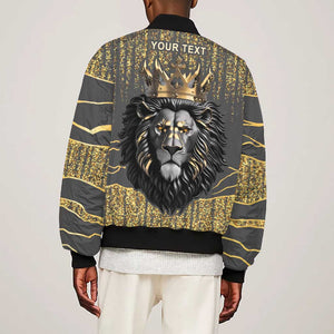 Personalized Black and Gold Lion Africa Bomber Jacket