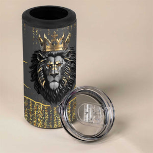 Personalized Black and Gold Lion Africa 4 in 1 Can Cooler Tumbler