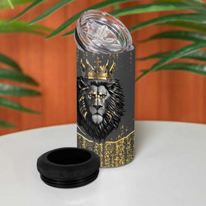 Personalized Black and Gold Lion Africa 4 in 1 Can Cooler Tumbler