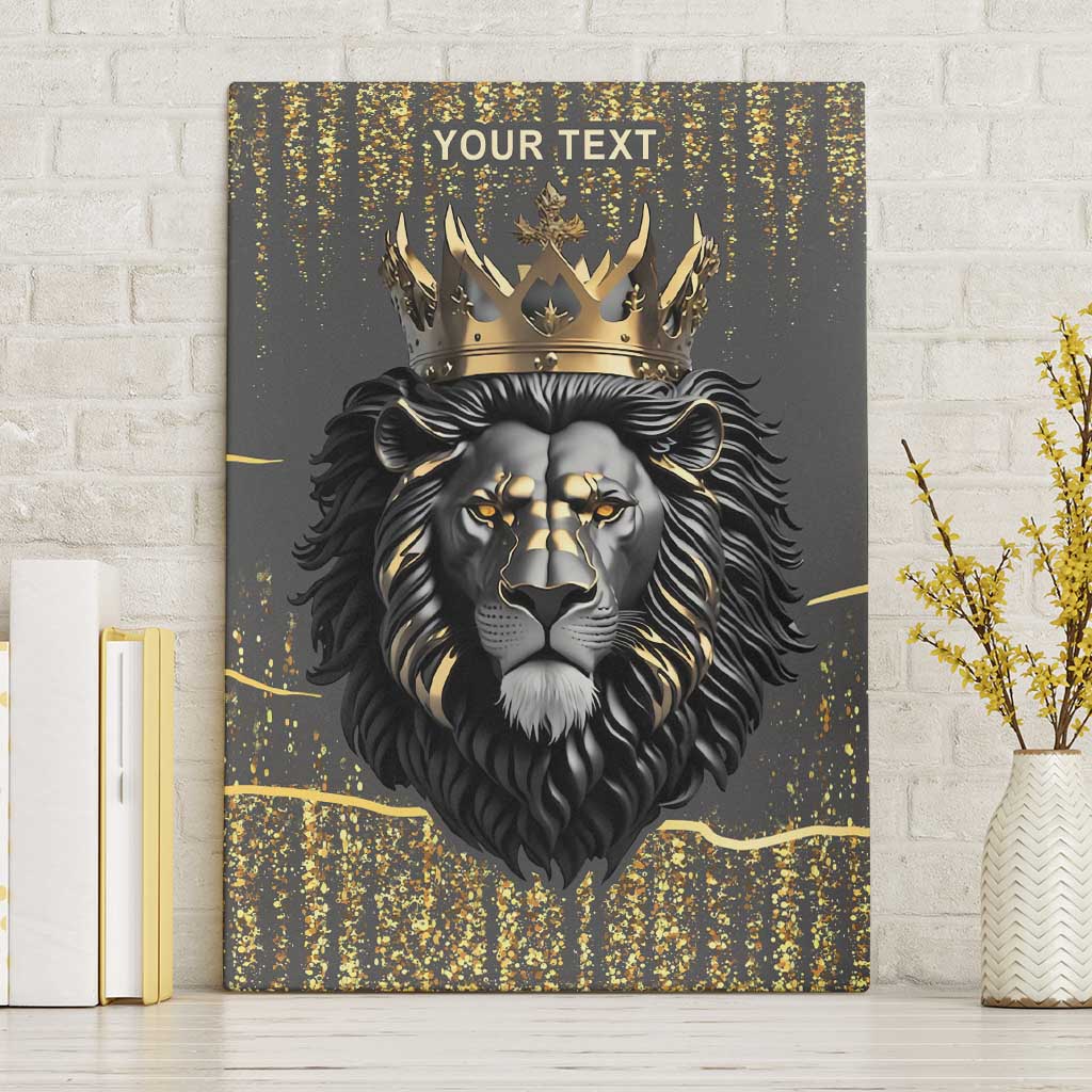 Personalized Black and Gold Lion Africa Canvas Wall Art