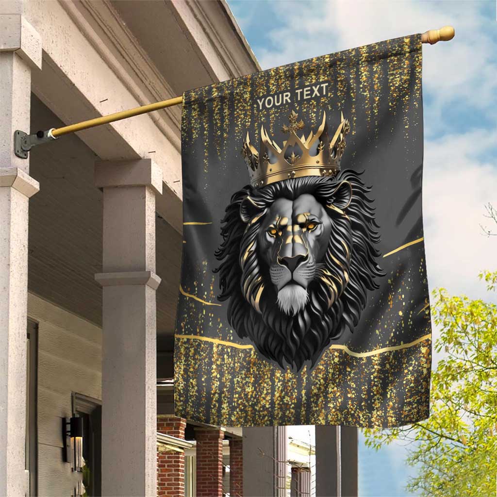 Personalized Black and Gold Lion Africa Garden Flag