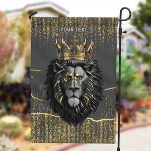 Personalized Black and Gold Lion Africa Garden Flag