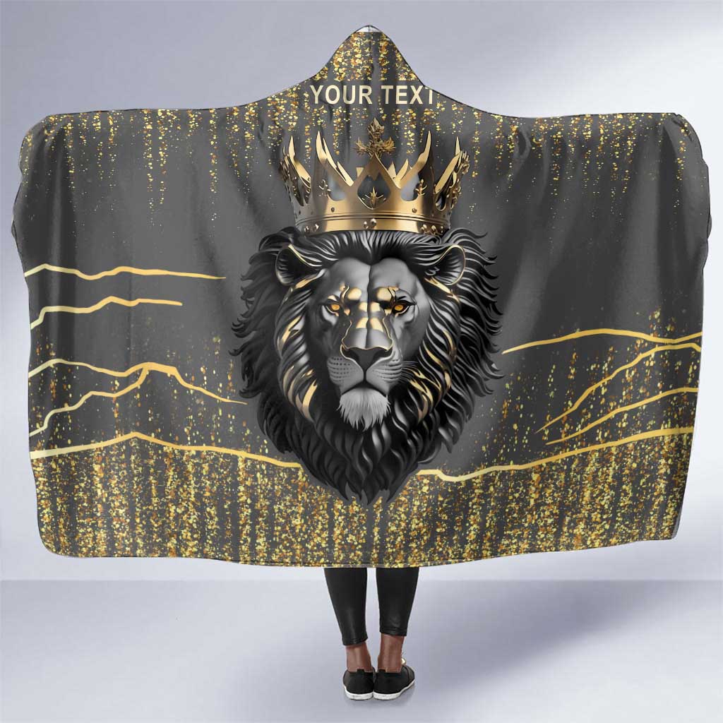 Personalized Black and Gold Lion Africa Hooded Blanket