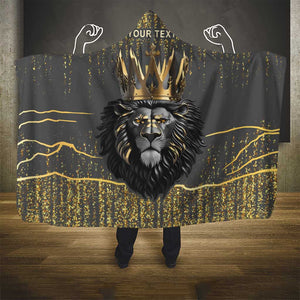 Personalized Black and Gold Lion Africa Hooded Blanket