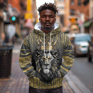 Personalized Black and Gold Lion Africa Hoodie